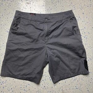 Y2K Metal Mulisha Baggy Gray Shorts Grunge Faded Mens 36 Shorts